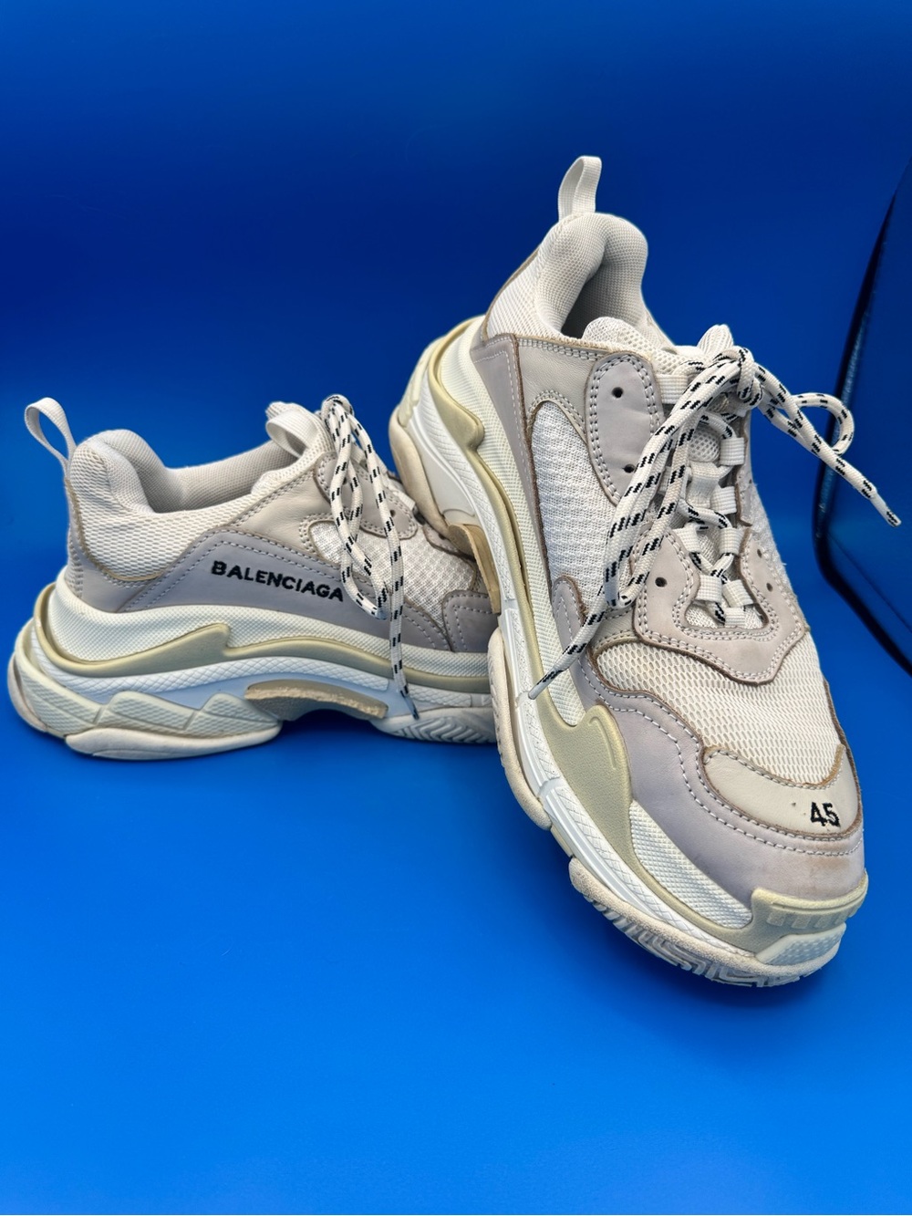 Balenciaga Triple S Sneakers - Cream Beige with Black Logo